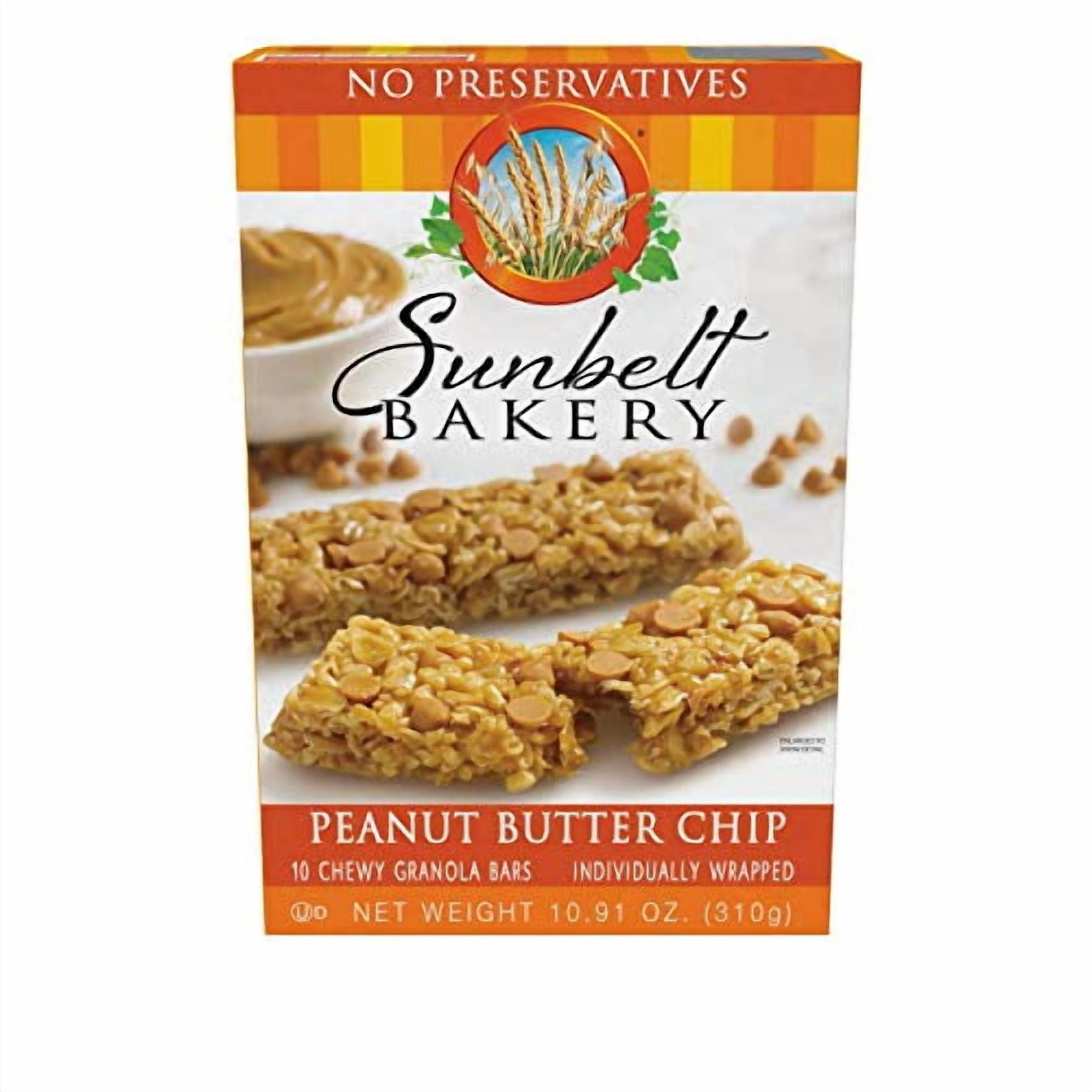 Sunbelt Bakery Peanut Butter Chip Chewy Granola Bars, 5 Boxes, No Preservatives (50 Bars)