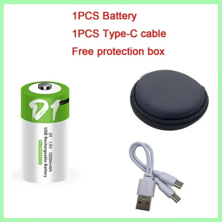 

YEYNGQC 1-10PCS USB Rechargeable D Size Batteries LR20 Li-ion 1.5V 12000mWh with Type-C Cable Gas Appliances