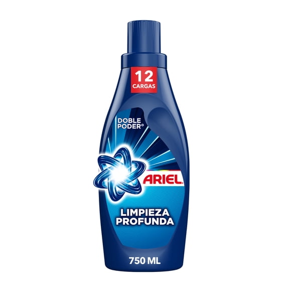 Detergente Líquido Ariel Limpieza Profunda a la Primera Rinde 50% Más Cargas' 750 ml