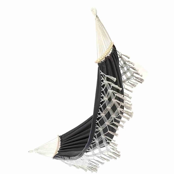Double Macrame Hammock Two Person Hanging Swing Bed with Spreader Bar for Outdoor Patio Backyard Beach Garden, Black