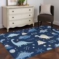 thumbnail image 5 of 4x6 Washable Area Rug, Children's Day Non-Slip Rectangle Rug for Living Room Office, Cartoon Blue Dinosaurs Volcanoes Palm Tree Deep Blue Indoor Accent Floor Mat for Home Decor, 5 of 9