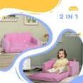 thumbnail image 4 of Qaba 2 in 1 Kids Play Couch with Glow in the Dark Cloud Pattern, Pink, 4 of 9