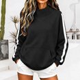 thumbnail image 3 of Mock Neck Sweatshirt Women Fall Fashion Oversized Turtleneck Pullover Side Stripes Long Sleeve Casual Sweatshirts Black XL, 3 of 7