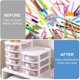 thumbnail image 4 of Linda Caja De Almacenamiento Para Niñas, Cajón De Almacenamiento De Escritorio De Múltiples Capas, Mango De Conejo Pequeño - Blanco, 4 of 5