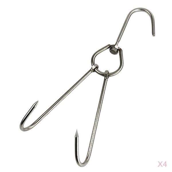 Lipstore Pack Of 4 Heavy Duty Chicken Hanging Ing Hook Tool 0.56x28cm Silver 0.56x28cm