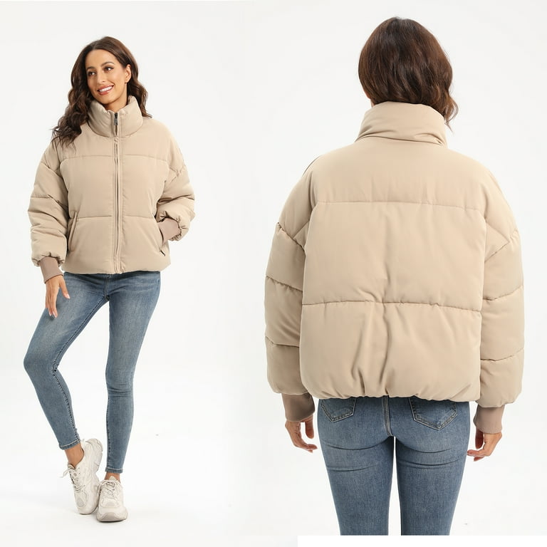 ジャケット・アウター   / short puffer down jacket ZCSIA Women's Winter Long Sleeve Full Zipper Oversized Baggy