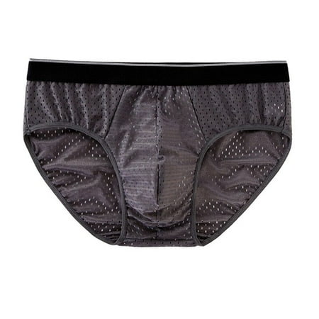 

Mens Ultra-Thin Sexy Thongs Underwear Low-Waist Ice Silk Transparent Mesh Briefs