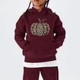 thumbnail image 2 of Coerni Girls Leopard Pumpkin Hoodie Trendy Oversized Pullover Long Sleeve Sweatshirt with Kangaroo Pocket Kids Fall Tops Halloween Clothes, 2 of 6