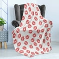 thumbnail image 4 of Feminine Soft Flannel Fleece Throw Blanket, Pattern of Lipstick Kiss Marks Woman Valentines Wedding Theme Illustration, Cozy Plush for Indoor and Outdoor Use, 70" x 90", White Red, by Ambesonne, 4 of 5