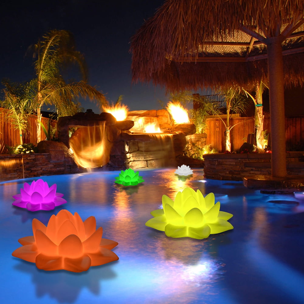 Flower Lotus Pond LED Lamp Garden Floating Light Outdoor Pool Light 