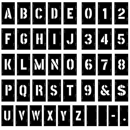 Attisstore 2 inch Letter Stencils Kit, Plastic Letters and Numbers Interlocking Stencil Set 138 Piece