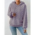 thumbnail image 4 of - Flannel Hooded Loose Pullover Sweater Winter Long Sleeve Warm Top Light  XL, 4 of 6