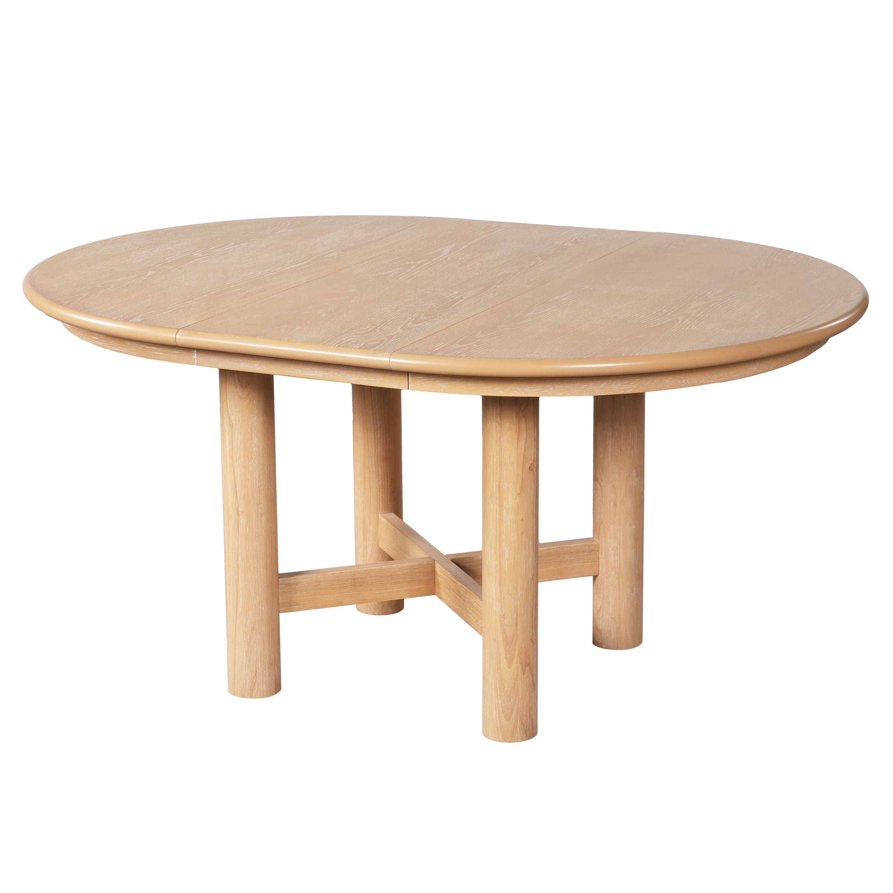 Euroco 47"-63" Extendable Round Dining Table for 4-6,Modern Oval Kitchen Table with Removable Leaf and Heavy Duty Wood Base,Space Saving for Kitchen Living Room,Natural