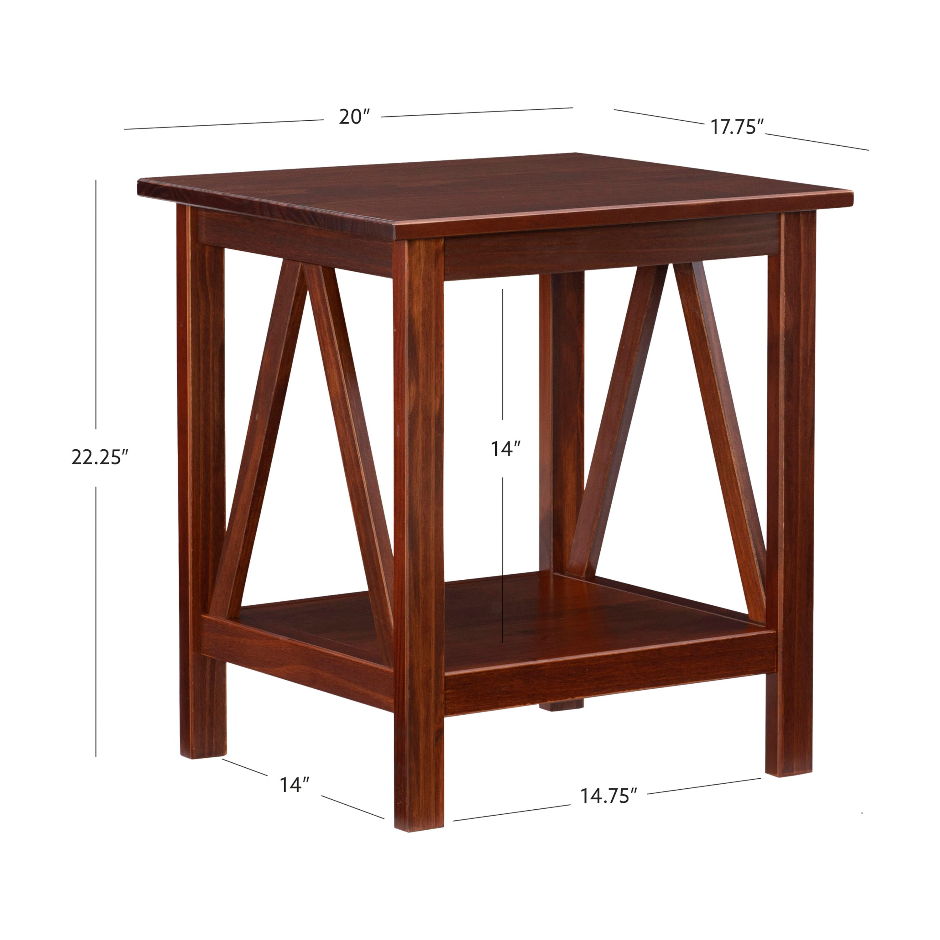 Linon Titian Indoor End Table with Shelf, Antique Tobacco