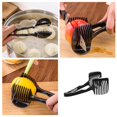 thumbnail image 2 of HBFAGFB Multipurpose Handheld Tomato Slicer, Round Fruit Vegetable Cutter, Onion Holder, 2 of 3
