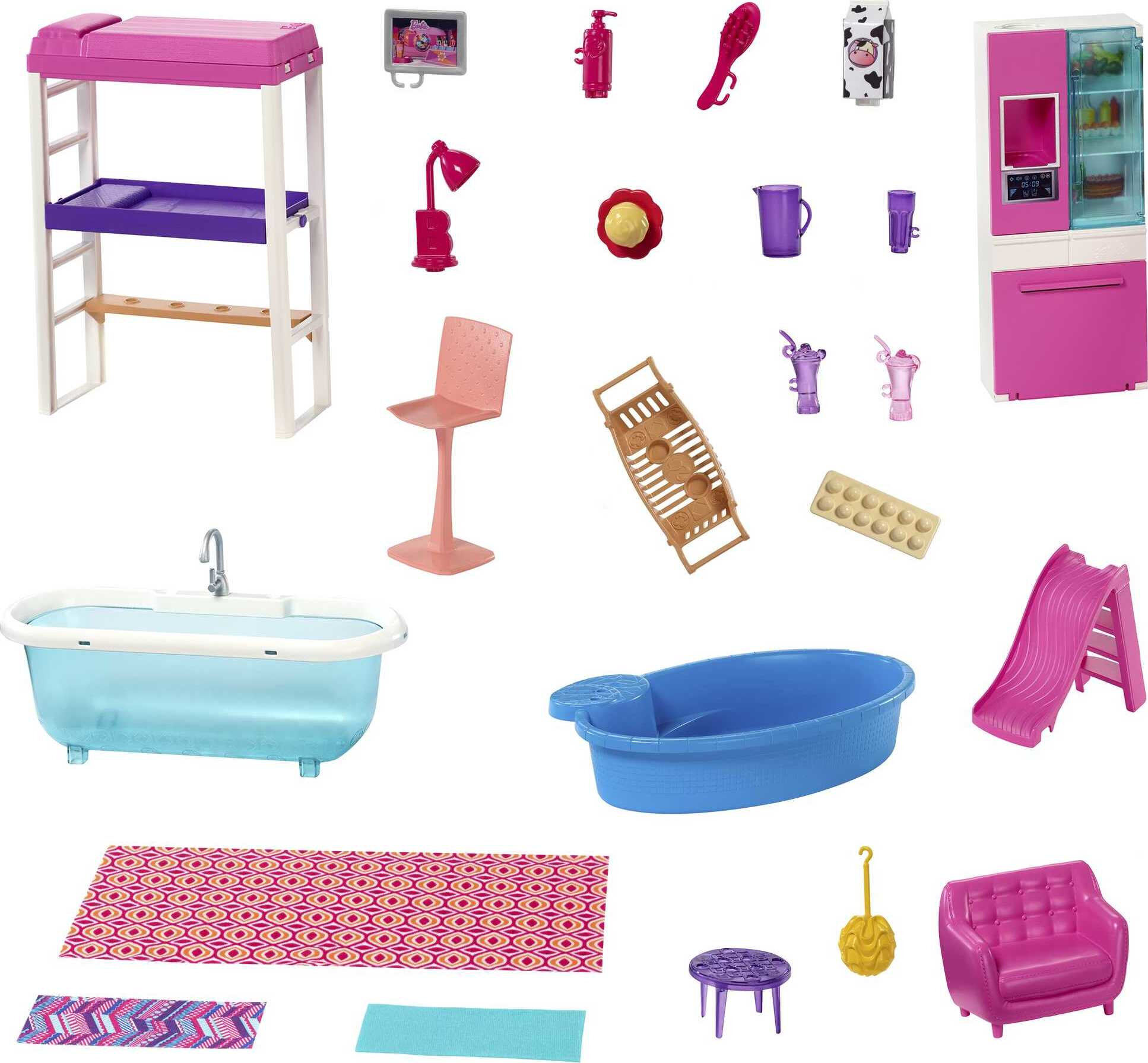 Barbie Dollhouse Set with 3 Dolls and Furniture, Pool and Accessories, Ages 4 & up - image 5 of 6