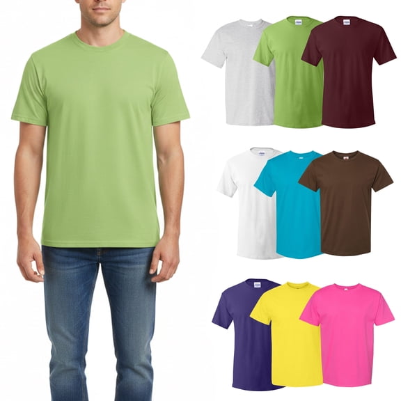 Hanes Essential-T Classic Fit Cotton Men T-Shirt, Pre-Shrunk Crewneck Tee Mixed Colors Pack of 9, XL