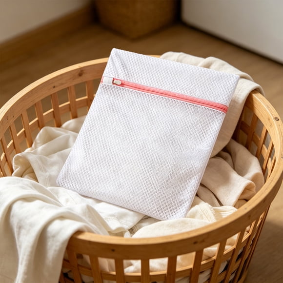 Bolsa de Lavandería de Bolsa con Cierre Reforzado, Bolsa de Lavado Anti Delicado, Red Protectora para Lavar Lencería Calcetines Ropa Diaria Cuidado de Lavandería Del Hogar, Blanco, M