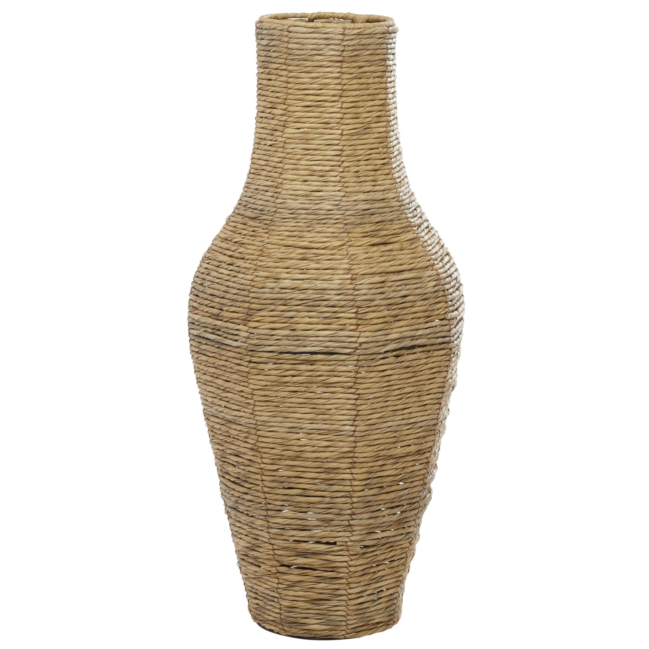 DecMode 28" Handmade Tall Woven Floor Brown Faux Seagrass Vase