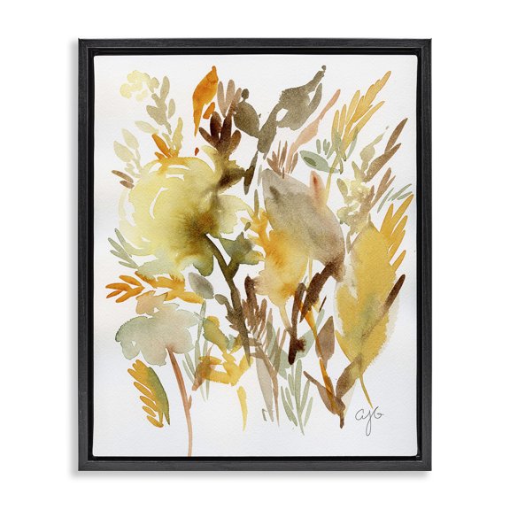 Stupell Industries Eclectic Abstract Autumnal Foliage Black Floating Frame Canvas Art, 17 x 21, by Alexandria Gilbert Kincaid