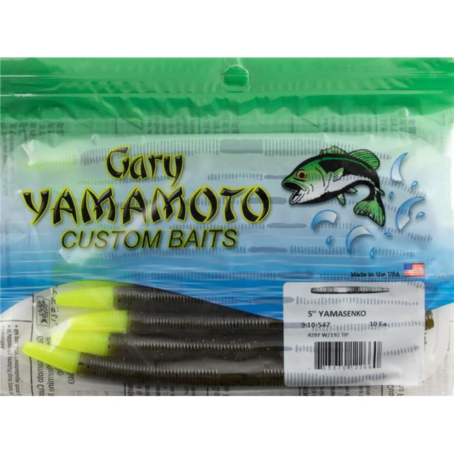 Yamamoto 5 in. Senko Green & Pumpkin Fishing Lure with Chartreuse Tail -  Pack of 10