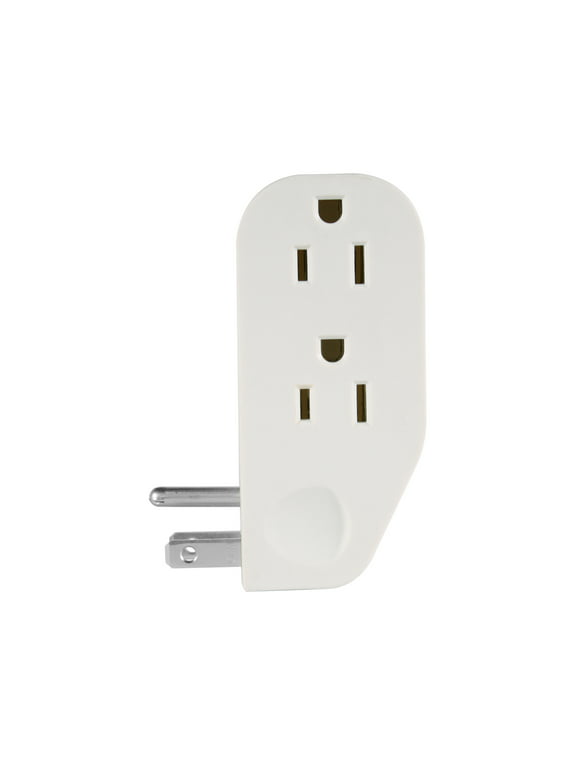 Hyper Tough 3-Outlet Grounded White Right Angle Plug-in Type Wall Tap, 15 Amps