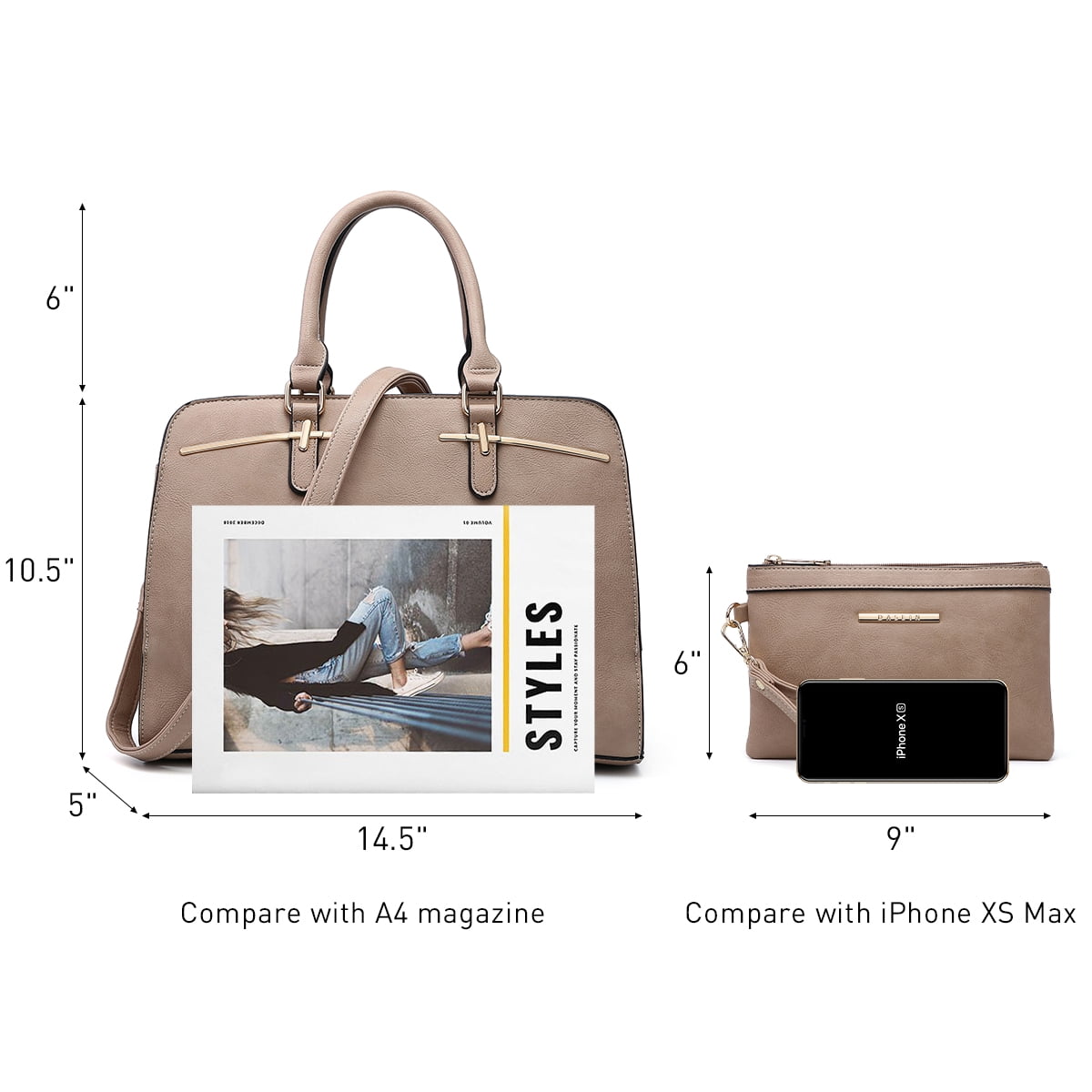 Dasein Women Satchel Handbags Shoulder Purses Totes Top Handle Bags With Matching Wallet