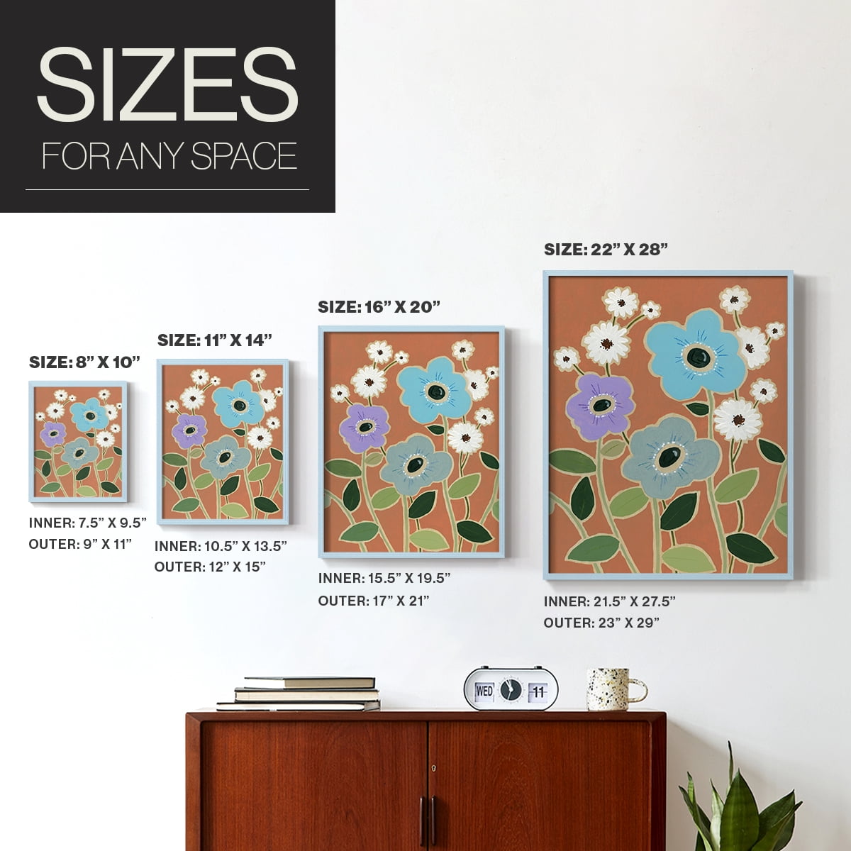 Woodblock Floral IV Framed Print - Solid Wood in Single Picture Frame Solid Wood 2 Framed Print