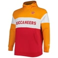thumbnail image 2 of Men's New Era Orange/Red Tampa Bay Buccaneers Big & Tall Throwback Colorblock Fleece Raglan Pullover Hoodie, 2 of 3