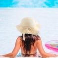 thumbnail image 5 of Sombrero de mujer con circunferencia de 56-58 cm, sombrero de verano con protección solar, sombrero de playa, sombrilla, sombrero de paja, sombrero de encaje de perlas y conjunto de bolso de paja, 5 of 5