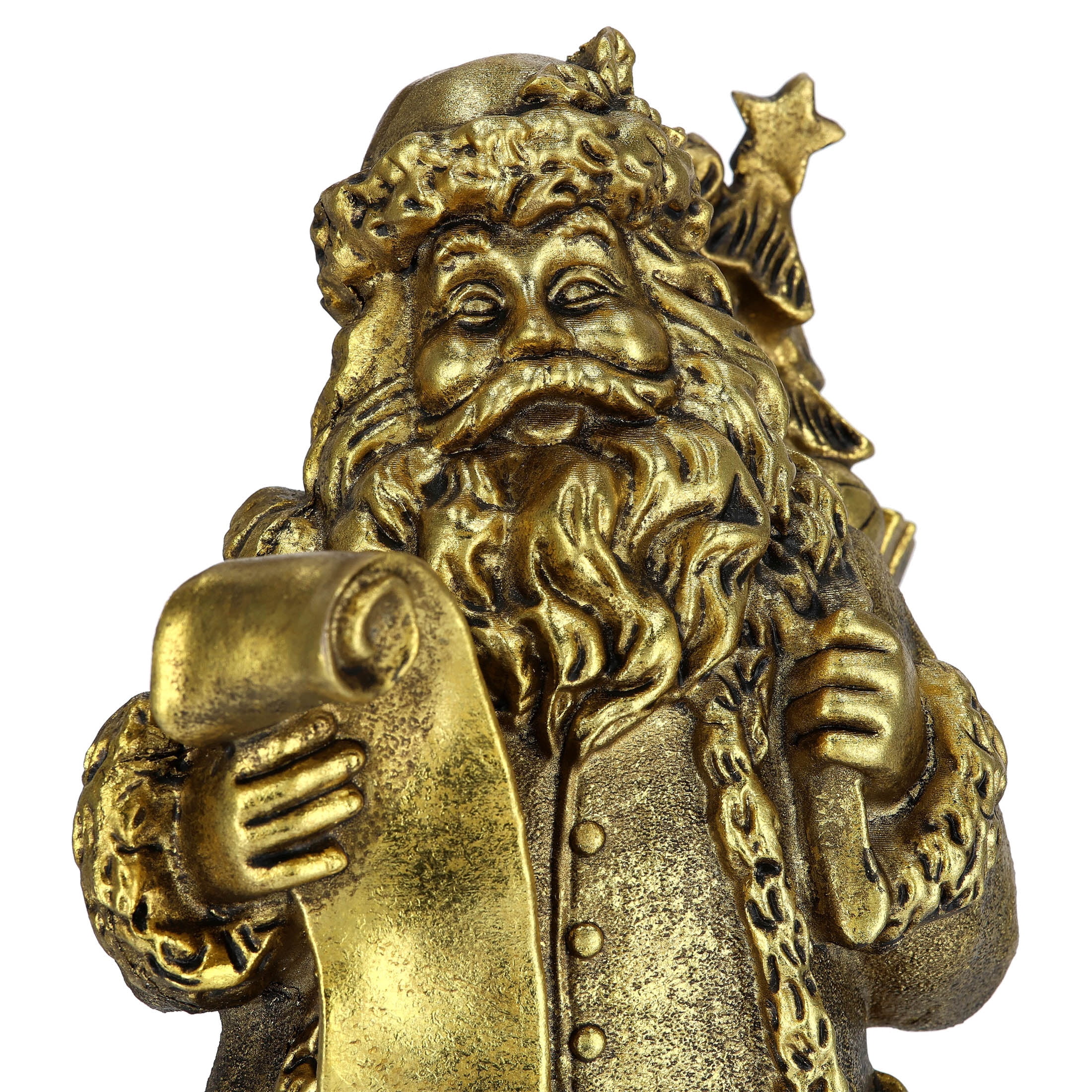 Santa Checks His List Christmas Decoration, Gold, 11.8", by Holiday Time