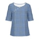 thumbnail image 4 of Fiudx Ofertas Relámpago Top de Manga Corta con Cuello Redondo y Botones de Lino con Estampado Informal para Mujer, 4 of 5