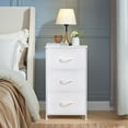 thumbnail image 2 of Nightstand with 3 Drawers, Small Dresser for Bedroom, Bedside Table Night Stand End Table with Fabric Bins for Bedroom Closet Dorm Kids Room, White Leather, 2 of 9