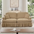 thumbnail image 3 of Mid Century Chenille Sectional Sofa, 2 Seat Couch Loveseat with Flared Arms, Removable Ruffles Pleats Skirts, Deep Seat Sofa for Living Room, Light Coffee, 3 of 7