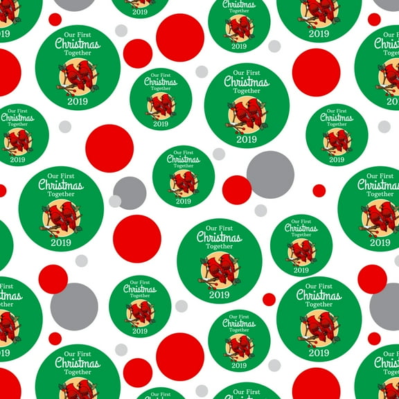 Our First Christmas Together 2019 Red Cardinals on Branch Newlyweds Premium Gift Wrap Wrapping Paper Roll