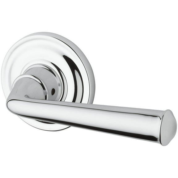 Baldwin Reserve PVFEDTRR260 Privacy Handleset Federal Lever and Traditional Round Rose with 6AL Latch and Dual Strike Bright Chrome Finish