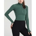 thumbnail image 5 of ZHENWEI Women's 1/2 Zip Up Lightweight Workout Athletic Crop Jacket Running Sports Outwear Slim Fit Long Sleeve Yoga Cropped Top Seamless Fitted Activewear, 5 of 8