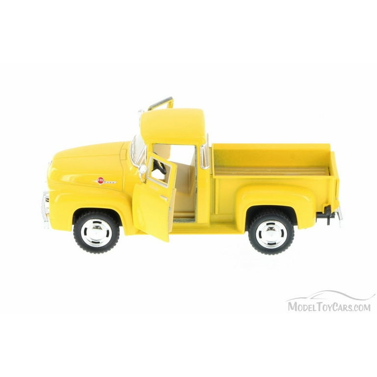 1956 Ford F-100 Pickup Truck, Yellow - Kinsmart 5385D - 1/38 Scale