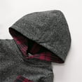 thumbnail image 5 of Otqutp Baby Warm Clothes Kids Toddler Baby Boys Long Sleeve Hooded Fall Sweatshirt Patchwork Plaid Pants Trousers Outfit Set 2PCS Clothes(Grey,18-24 Months), 5 of 9