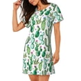 thumbnail image 2 of Balery Cactus Plants1 Camisón de manga corta con cuello redondo para mujer, cómodo y elegante., 2 of 6