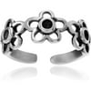 Women's Sterling Silver Flower Toe Fashion Ring