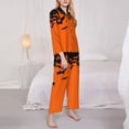 thumbnail image 3 of Salouo Halloween With Black Bats Pattern Women's Pajamas Set Long Sleeve Button Down Sleepwear Soft Pj Lounge Sets for women 2 Piece Pjs Set with Long Pants-Medium, 3 of 7