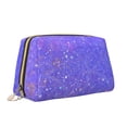 thumbnail image 2 of Easygdp Purple Glitter Leather Makeup Bag Zipper Pouch Travel Cosmetic Organizer for Women and Girls, Make up Bag with Zipper, 2 of 8