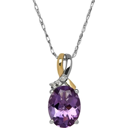 Duet Amethyst and White Topaz Sterling Silver and 10kt Yellow Gold Pendant, 18