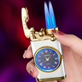 thumbnail image 5 of Dsseng Butane Torch Lighter  Double Fire Switching Lighter With Quartz Watch Metal Inflatable Windproof Blue Flame Lighter Fashion Gift Luminous  White, 5 of 5