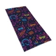 thumbnail image 3 of Polyester Long Towel Multi-Size Water Absorption Good Bright Fluffy Soft For Bathroom Swimming Pool Beach Outdoor Travel Neon Party Axolotls - 80s Synthwave, 3 of 8