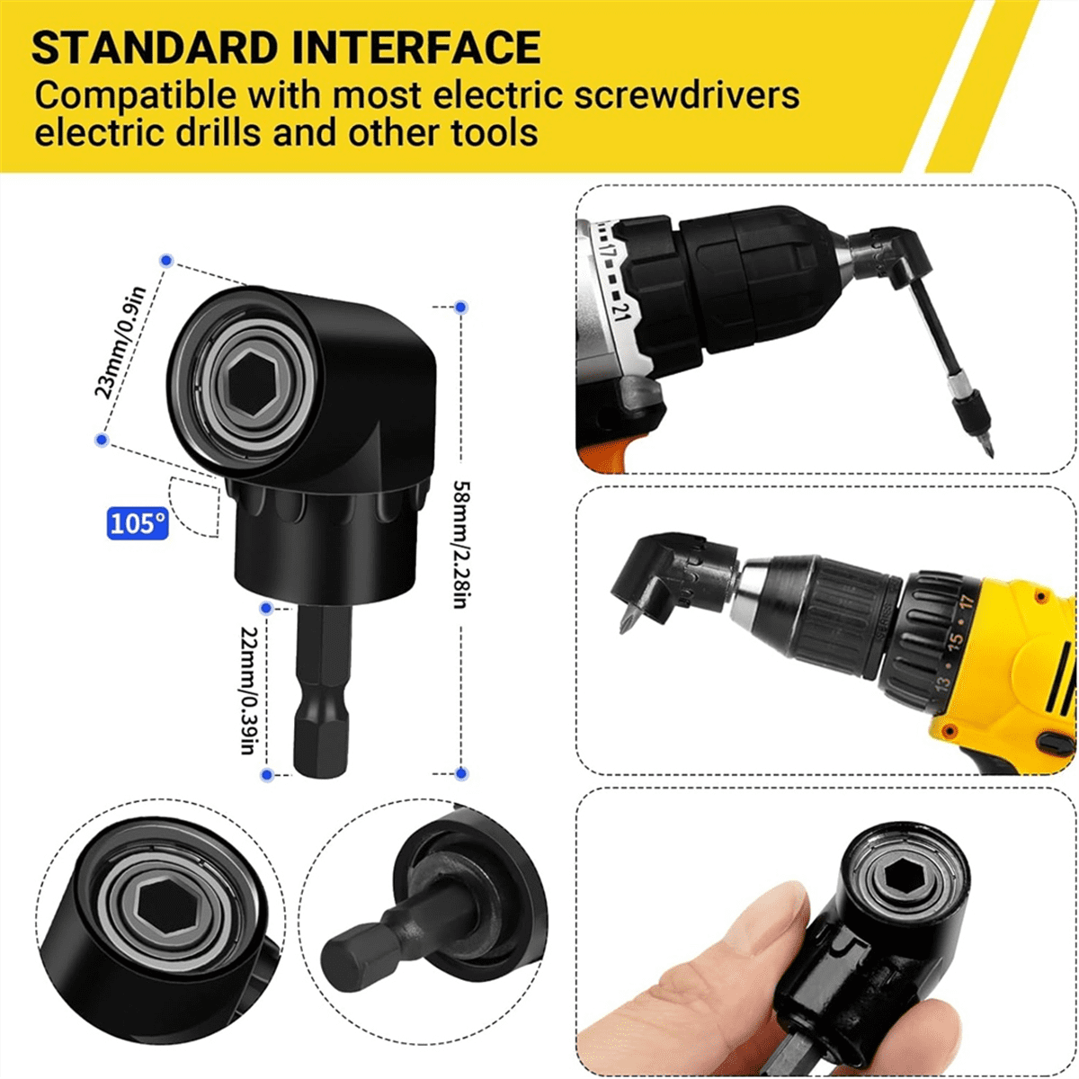 31 Pcs Drill Bit Extension Set, 105° Right Angle Attachment