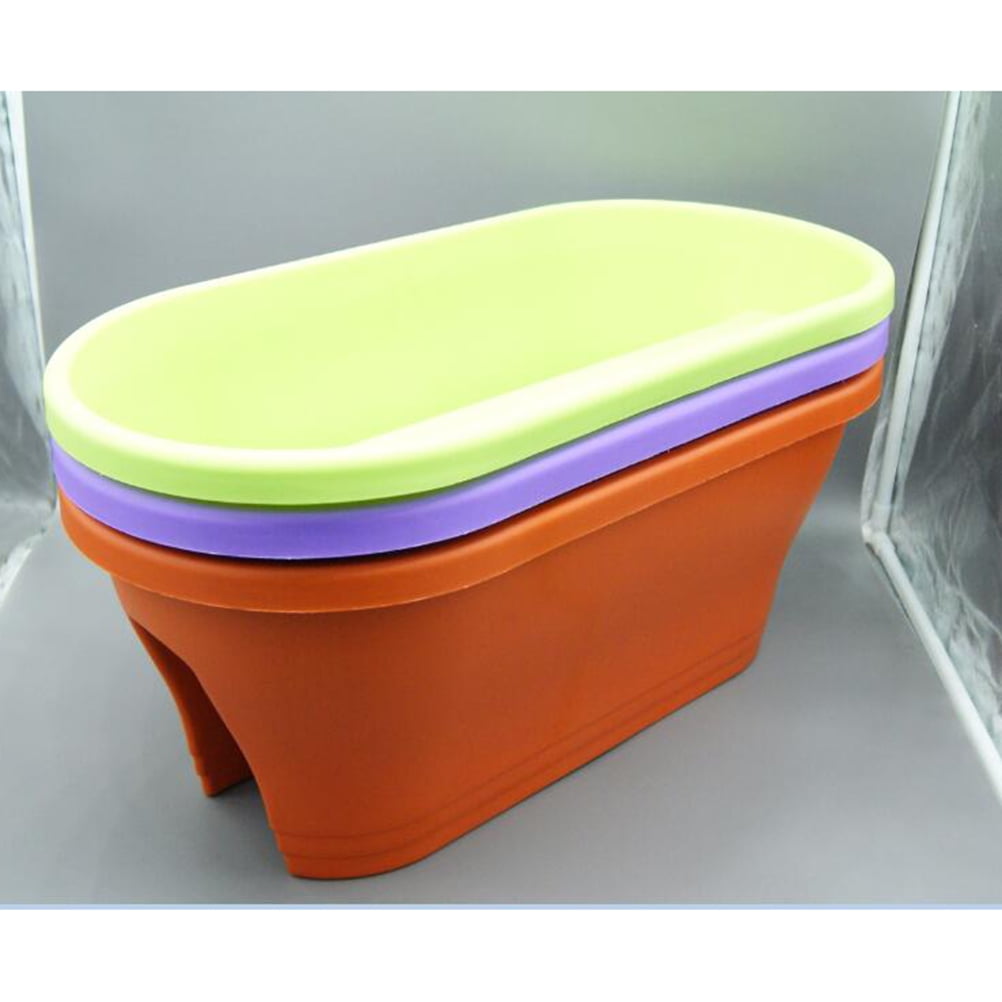 Raindrops Hanging Railing Planter Green Plastic 1Pcs 22.8X9.6X10.8In