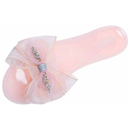 

Womens House Slippers House Shoes For Women Women Solid Open Toe Bow Tie Slippers Shoes Comfy Sandals Casual Comfortable Beach Sandals Pink