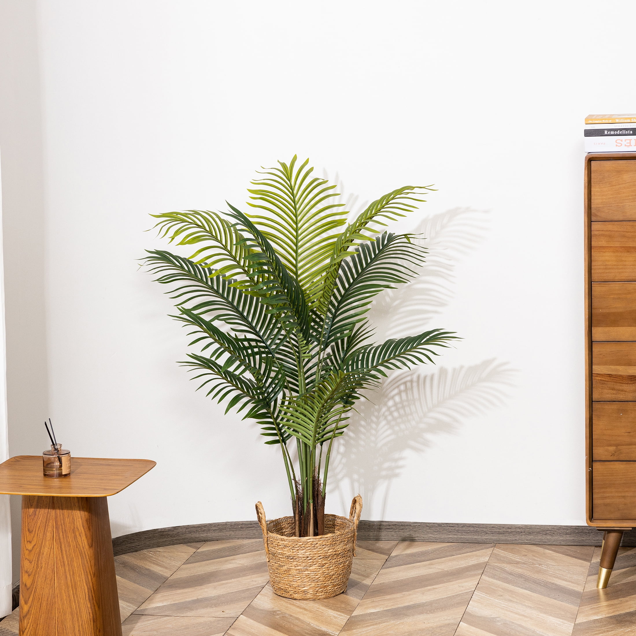 HiPlants 4ft Artificial Palm Plants, 4ft Fake Palm Tree, Pre Potted Faux Greenry Tree for Home Decor Office House Living Room Indoor Outdoor, Big Fake Plants Fake House Plants